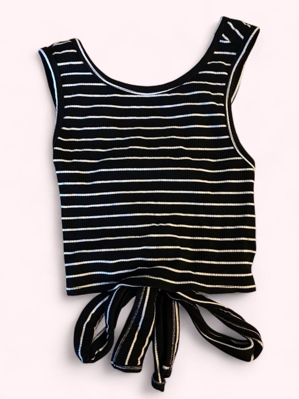 EXPRESS Women’s Black & White Striped Tie-Back Tank Top
